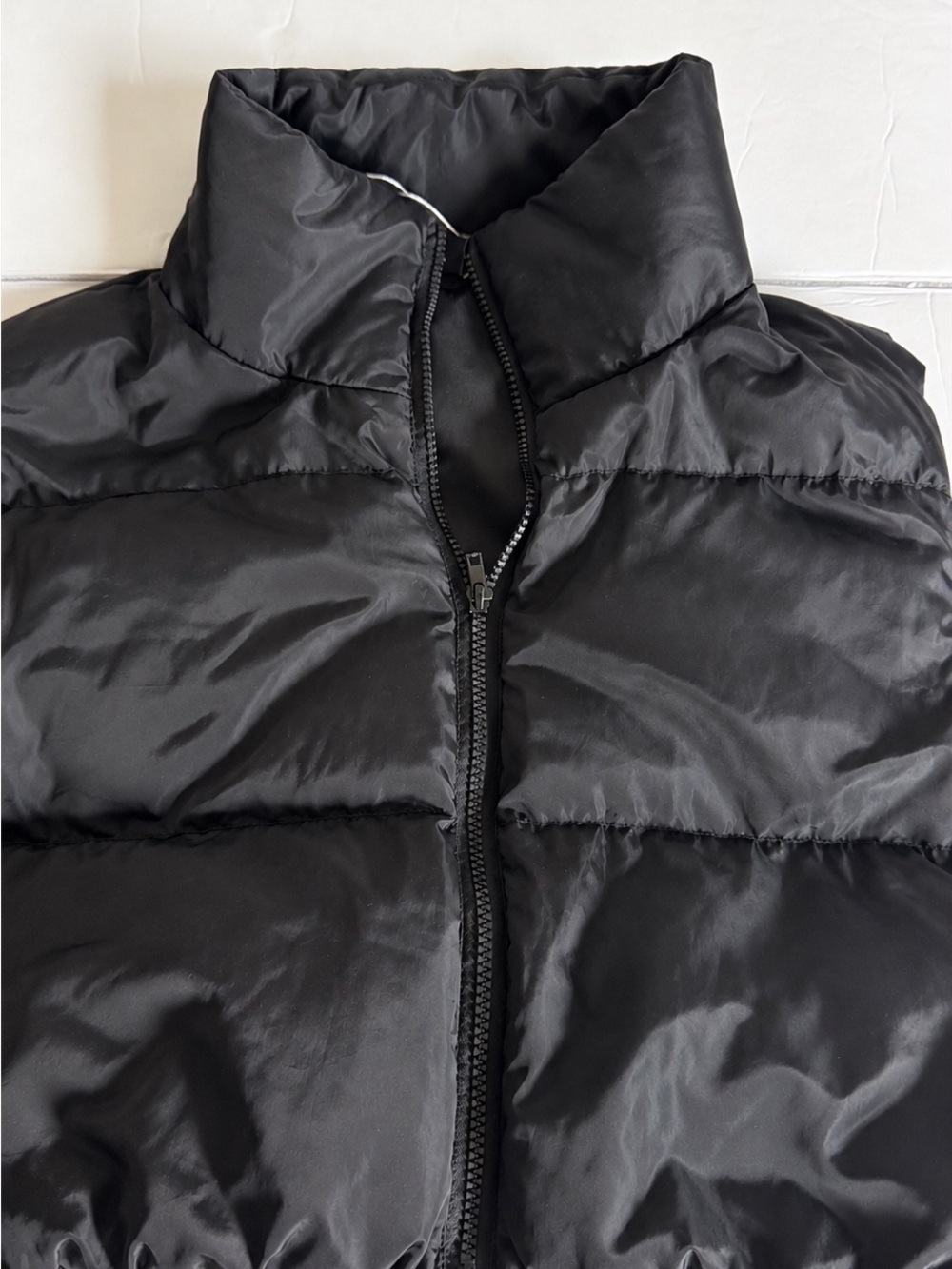 SHEIN Black Quilted High-Collar Puffer Jacket
